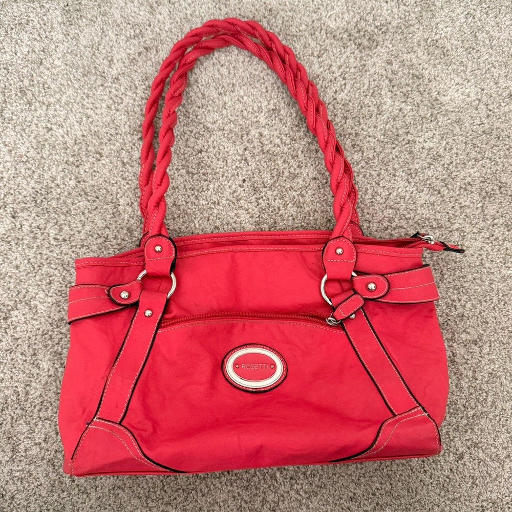 Rosetti Hot Pink Shoulder Bag with Braided Handles